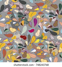 Autumn colored seamless pattern with leaves for texture or background.