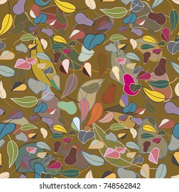 Autumn colored seamless pattern with leaves for texture or background.