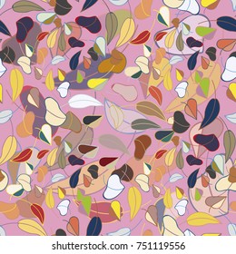 Autumn colored seamless pattern with leaves for texture or background.