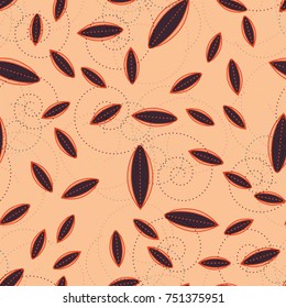 Autumn colored seamless pattern with leaves for texture or background.