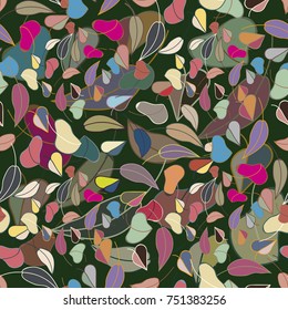 Autumn colored seamless pattern with leaves for texture or background.