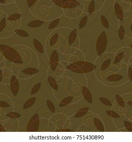 Autumn colored seamless pattern with leaves for texture or background.