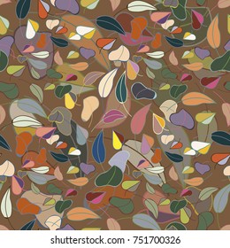 Autumn colored seamless pattern with leaves for texture or background.