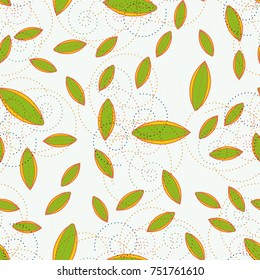 Autumn colored seamless pattern with leaves for texture or background.