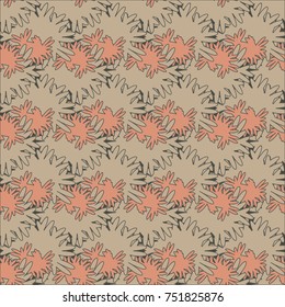Autumn colored seamless pattern with leaves for texture or background.