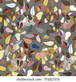 Autumn colored seamless pattern with leaves for texture or background.