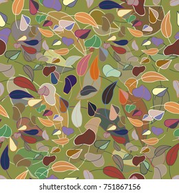 Autumn colored seamless pattern with leaves for texture or background.