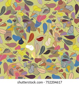 Autumn colored seamless pattern with leaves for texture or background.