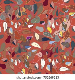 Autumn colored seamless pattern with leaves for texture or background.