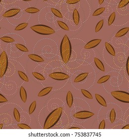 Autumn colored seamless pattern with leaves for texture or background.