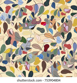 Autumn colored seamless pattern with leaves for texture or background.