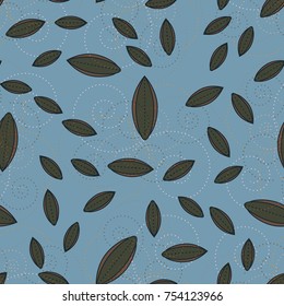 Autumn colored seamless pattern with leaves for texture or background.