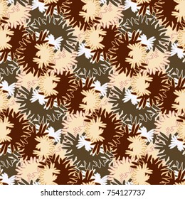 Autumn colored seamless pattern with leaves for texture or background.