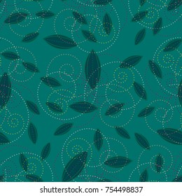 Autumn colored seamless pattern with leaves for texture or background.