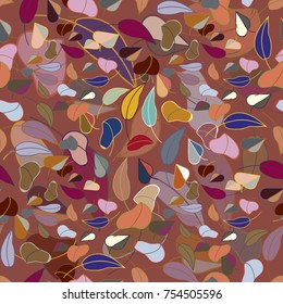 Autumn colored seamless pattern with leaves for texture or background.