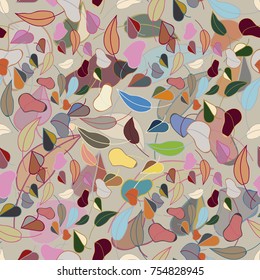 Autumn colored seamless pattern with leaves for texture or background.