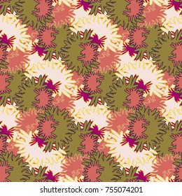 Autumn colored seamless pattern with leaves for texture or background.