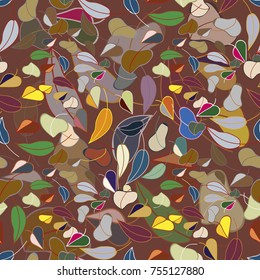 Autumn colored seamless pattern with leaves for texture or background.