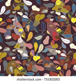 Autumn colored seamless pattern with leaves for texture or background.