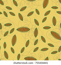 Autumn colored seamless pattern with leaves for texture or background.