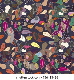 Autumn colored seamless pattern with leaves for texture or background.