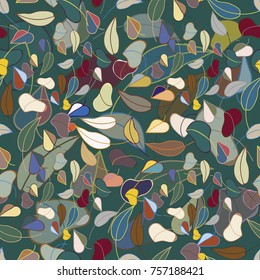 Autumn colored seamless pattern with leaves for texture or background.