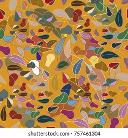 Autumn colored seamless pattern with leaves for texture or background.