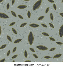Autumn colored seamless pattern with leaves for texture or background.