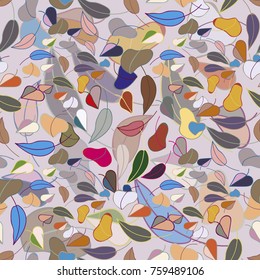 Autumn colored seamless pattern with leaves for texture or background.