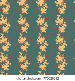 Autumn colored seamless pattern with leaves for texture or background.