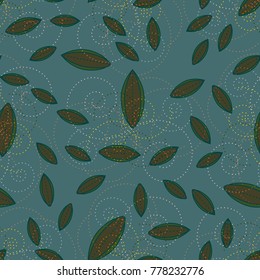 Autumn colored seamless pattern with leaves for texture or background.