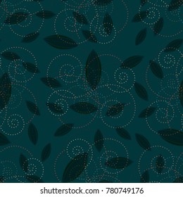 Autumn colored seamless pattern with leaves for texture or background.