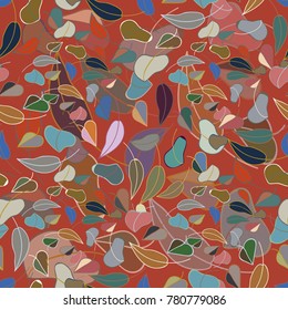 Autumn colored seamless pattern with leaves for texture or background.