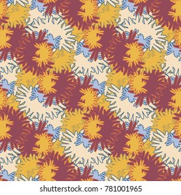 Autumn colored seamless pattern with leaves for texture or background.