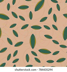 Autumn colored seamless pattern with leaves for texture or background.