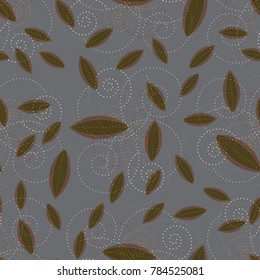 Autumn colored seamless pattern with leaves for texture or background.