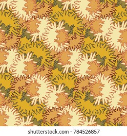 Autumn colored seamless pattern with leaves for texture or background.