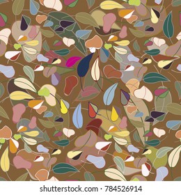 Autumn colored seamless pattern with leaves for texture or background.