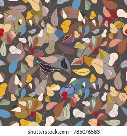 Autumn colored seamless pattern with leaves for texture or background.