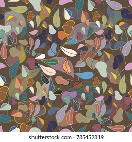 Autumn colored seamless pattern with leaves for texture or background.