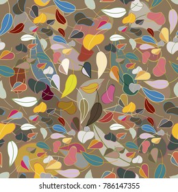 Autumn colored seamless pattern with leaves for texture or background.