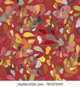 Autumn colored seamless pattern with leaves for texture or background.