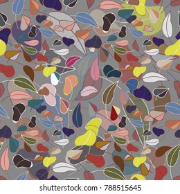 Autumn colored seamless pattern with leaves for texture or background.