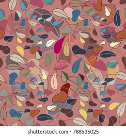Autumn colored seamless pattern with leaves for texture or background.