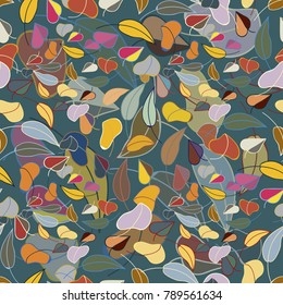 Autumn colored seamless pattern with leaves for texture or background.