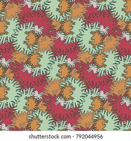 Autumn colored seamless pattern with leaves for texture or background.