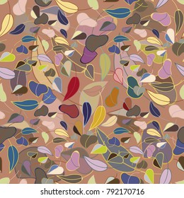 Autumn colored seamless pattern with leaves for texture or background.
