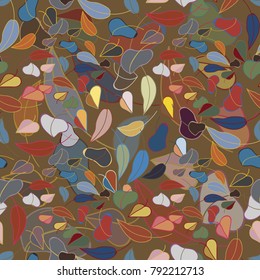 Autumn colored seamless pattern with leaves for texture or background.