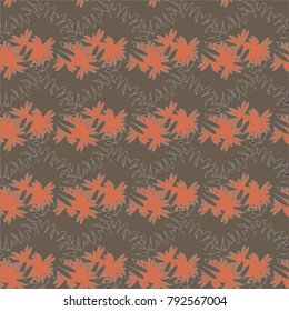 Autumn colored seamless pattern with leaves for texture or background.