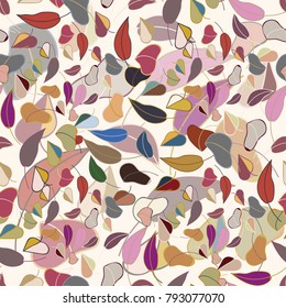 Autumn colored seamless pattern with leaves for texture or background.